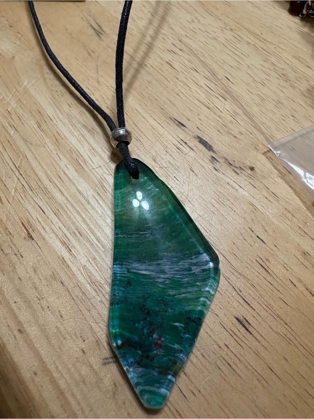 N4 - Cathy Strokowski Green Art Glass Pendant Necklace